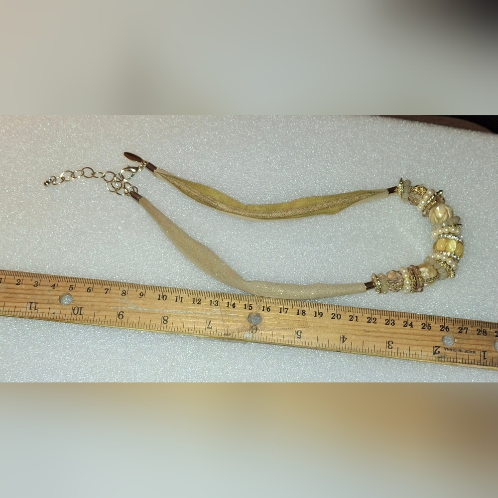 Ann Taylor Statement Rustic Unique Necklace Adjustable-note Flaw - Picture 8 of 13